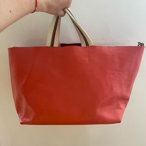 Clare V blood orange Bateau bag